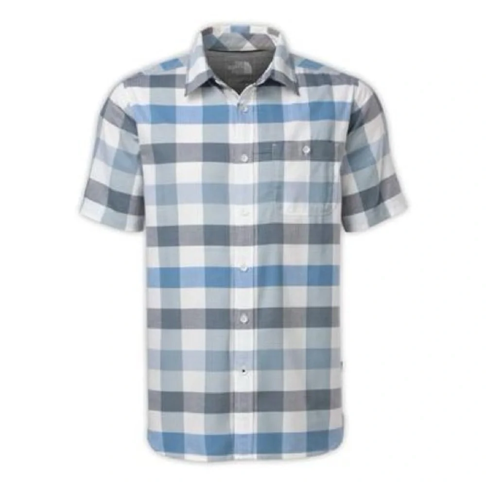 The North Face Short Sleeve Button Down Shirt Blue Gray Plaid M
